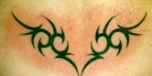 Green Tribal Lower Back Tattoo